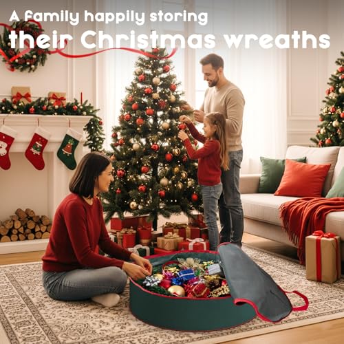 Christmas Wreath Storage Bag 2-Pack 24x8 Heavy-Duty Organizer