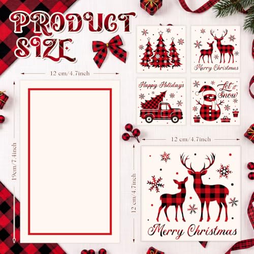 Harloon 36 Pcs Christmas Paper Silverware Holders Buffalo Plaid (Buffalo Check) 4 Designs