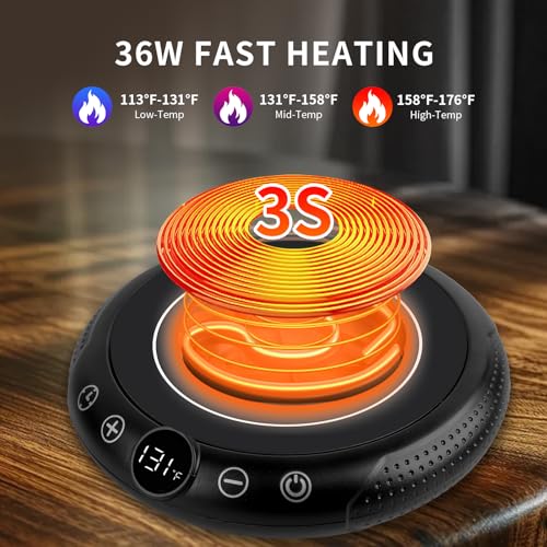 EIHO Black Coffee Mug Warmer with 8 Temp Settings, 12H Timer, Safe Auto Shut-Off