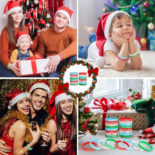 EKisemio 48Pcs Christmas Silicone Wristbands for Kids – Luminous Holiday Rubber Bracelets