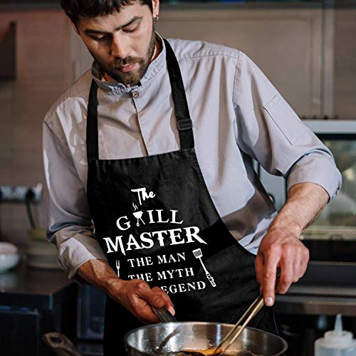 Funny Men's Grilling Apron - Waterproof BBQ Cooking Apron with 2 Pockets