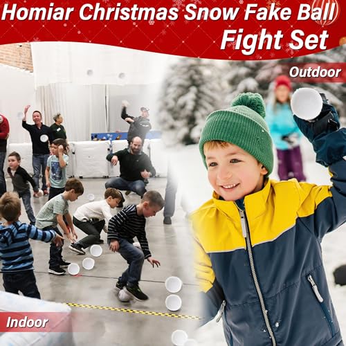 Indoor Snowballs for Kids (50 Pack) - Soft Plush Fake Snow Fight Balls