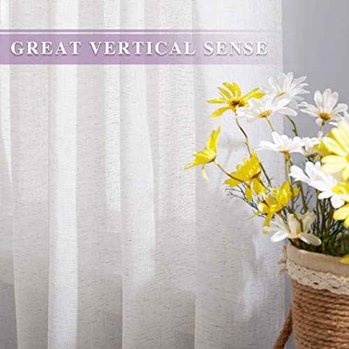 Flax Sheer Linen Curtains - Semi-Transparent Grommet Drapes, 2 Panels, 52" x 84"