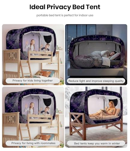Twin Size Bed Privacy Tent - Portable Indoor Pop-Up Canopy with 2 Doors