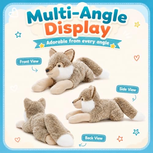 30-Inch Giant Wolf Stuffed Animal - Realistic Soft Plush Pillow