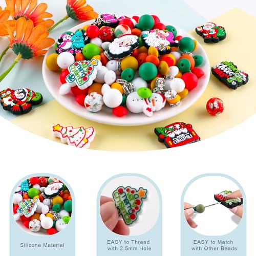 12PCS Christmas Tree Silicone Beads for Keychain & Craft Making - Lovymi