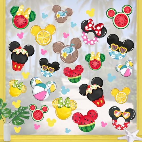 Colorful Watermelon Lemon Coconut Window Clings - 4 Sheets
