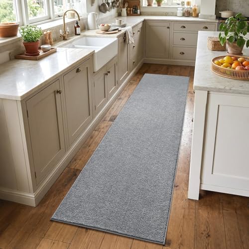 2x6 Grey Runner Rug, Washable Non-Slip Low-Pile Area Rug for Hallway