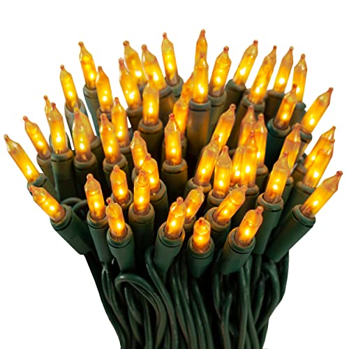 100 Gold Incandescent Christmas String Lights - Indoor & Outdoor Use