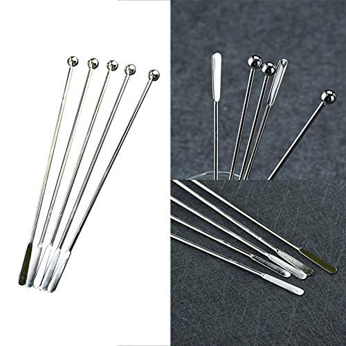 Silver 20 pcs Stainless Steel Coffee & Cocktail Stir Sticks 7.4" Reusable Barware