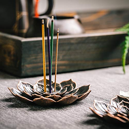 Brass Lotus Incense Burner with Detachable Ash Catcher