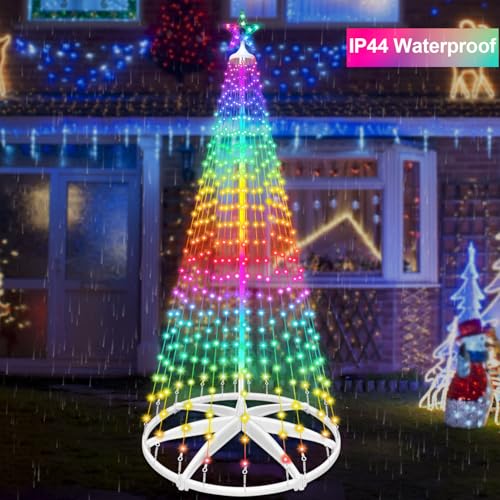 8ft AMIPEPE Smart RGB LED Cone Christmas Tree with Star Topper, Music Sync, App & Remote 388 LEDs