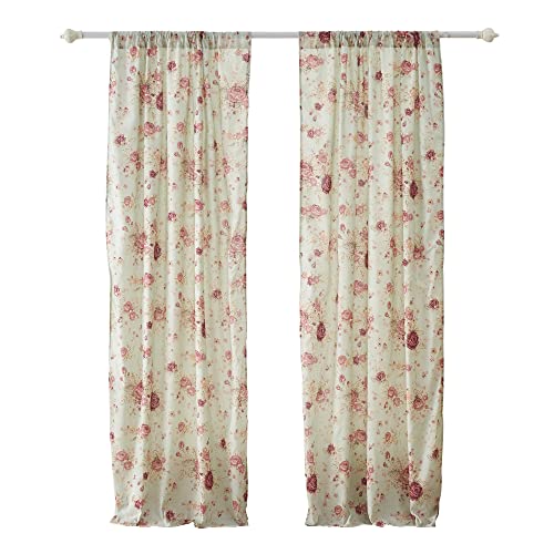 Greenland Home Antique Rose 100% Cotton Window Treatment, Panel Pair, Blue