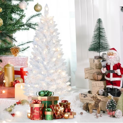 4ft Pre-Lit White Artificial Christmas Tree with Warm White Lights