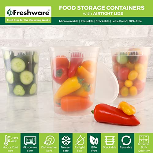 32 oz Plastic Food Storage Containers with Lids - 24 Pack, Leakproof & BPA Free