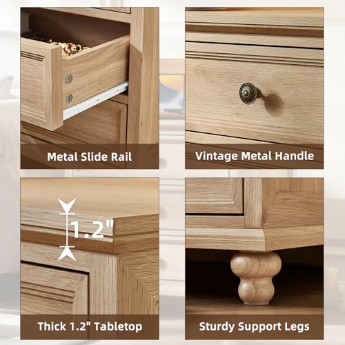 24-Inch Farmhouse 3-Drawer Nightstand Set of 2, Rustic Wood Bedside Table