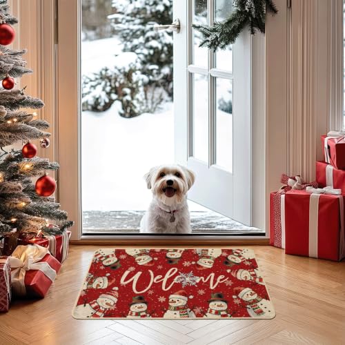 Baccessor Christmas Snowman Doormat 17 x 29 in | Outdoor Indoor Welcome Mat, Non-Slip