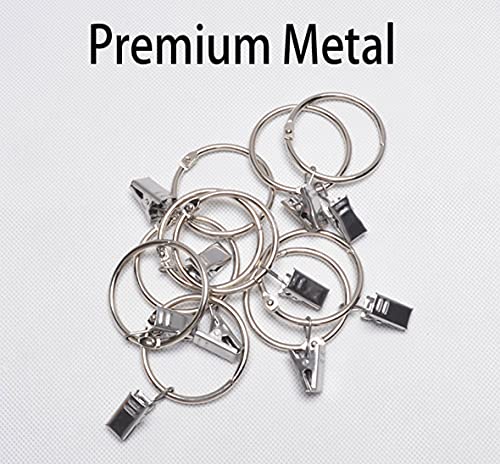 40 Pack Openable Curtain Rings with Clips - 1.5 Inch Silver Metal Hangers