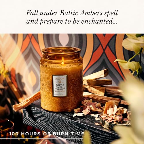 Baltic Amber Scented Candle Jar 18 oz - 100 Hour Burn Coconut Wax Blend