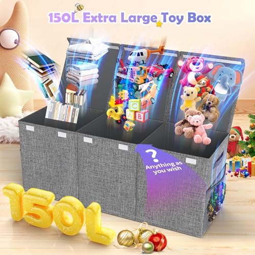 Extra Large Collapsible Toy Chest with Lids and Dividers - 40-Inch Storage