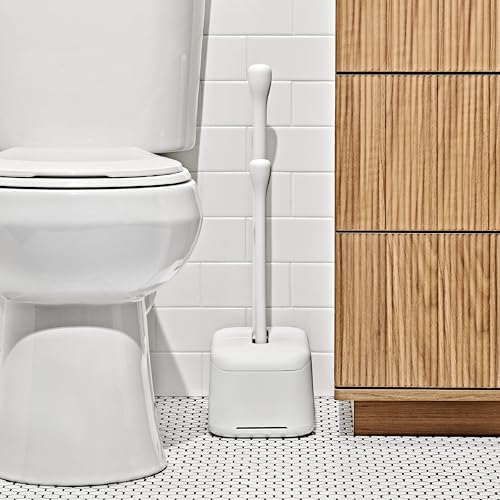 Toilet Brush and Plunger Set with Space-Saving Canister Holder