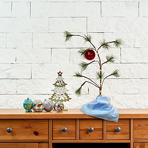 24-Inch Charlie Brown Christmas Tree Tabletop Decor with Ornament & Blanket