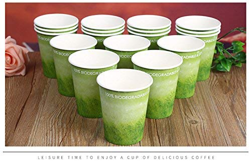 A+ DESIGN Special Green Grass Design Paper Hot Coffee Cups Eco-friendly,100% Blodegradable&Compostable (Green grass, 50 count, 8 oz)