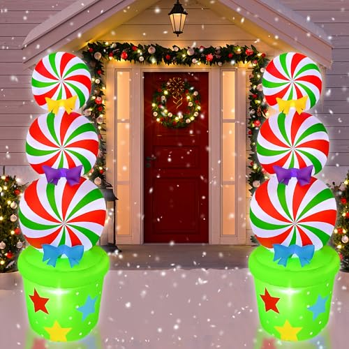 6FT Christmas Inflatable Candy Land Yard Decor with LED Lights Outdoor