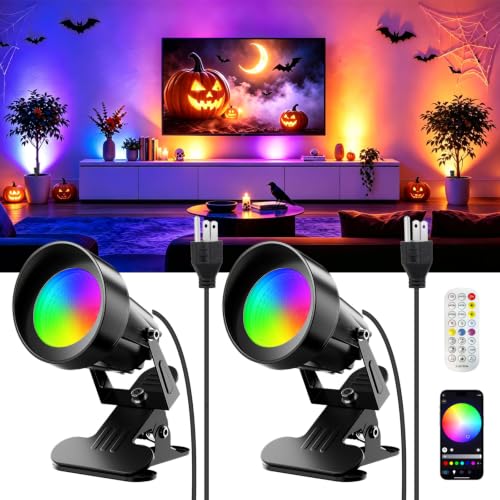 CREPOW Multicolor RGBW LED Clip-On Plant & Indoor Spotlight Set with App & Remote