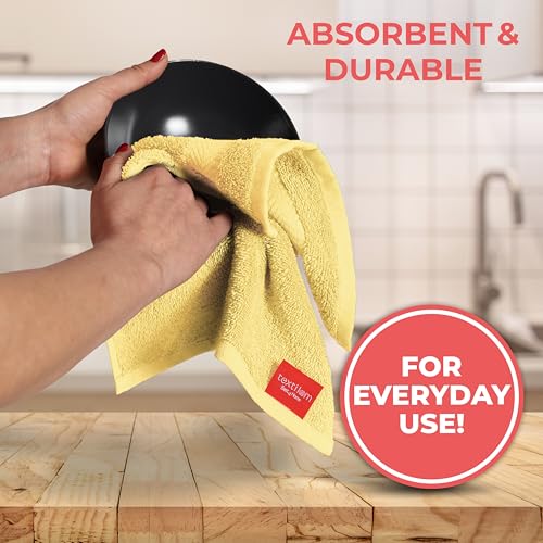 6-Piece Turkish Cotton Bath Towel Set - Soft & Absorbent Yellow Towels