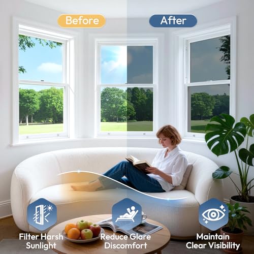 One Way Privacy Window Film - UV Blocking Heat Control, 17.5" x 78.7"