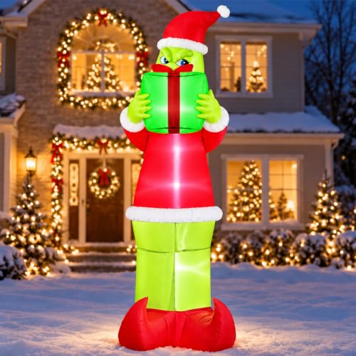 VIONMI 8.5FT Green Santa Monster Inflatable Christmas Yard Decor with LED Lights