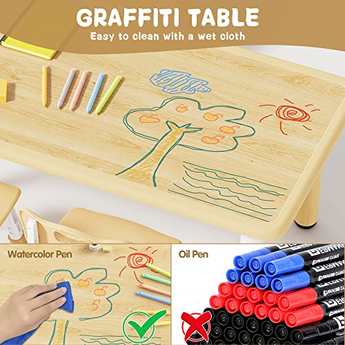 Height Adjustable Toddler Table and 4 Chairs Set - Sturdy Kids Activity Desk