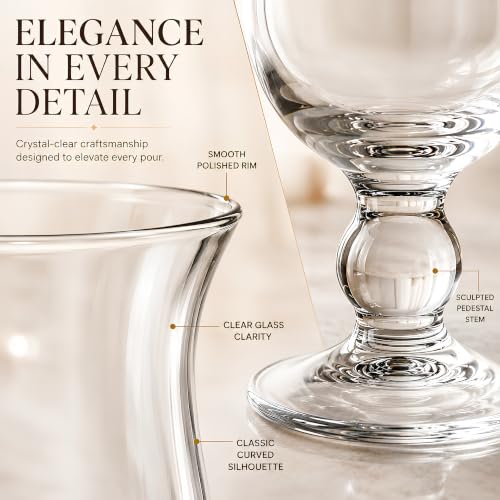 Khen 6 Pack 14oz Hurricane Glasses - Clear Tulip Drinkware for Cocktails, Juices, Water, Tropical Beverages