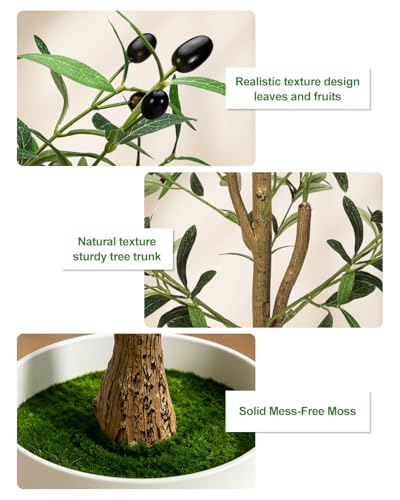 6Ft Tall Artificial Olive Tree with LED Light & Planter