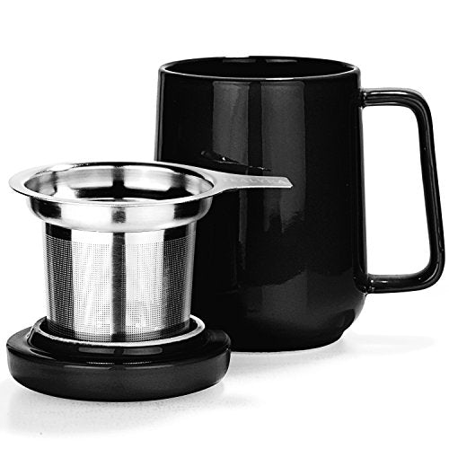 Tealyra 19oz Ceramic Tea Mug with Infuser & Lid - Large Heat-Resistant Coffee & Tea Cup