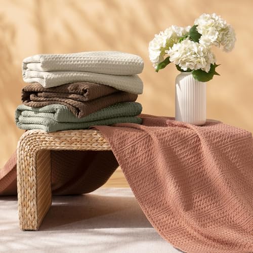 Lightweight Waffle Weave Blanket Queen Size 90"x90" - Soft Summer Blanket