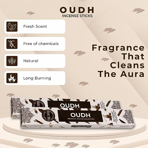 Oud Incense Sticks - Natural Agarwood Fragrance - 40 Count Pack