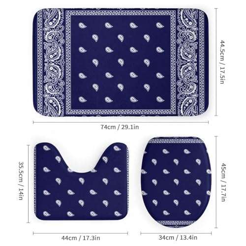 True Blue Bandana 4-Piece Bathroom Decor Set with Shower Curtain & Mats