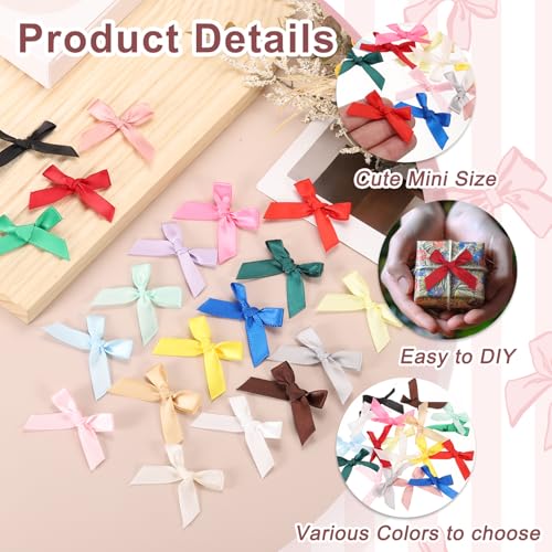 Mini Satin Ribbon Bows Light Green 1.8 Inch Pack of 80 for Gift Wrapping Crafts