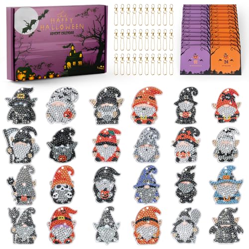 DIY Diamond Painting Advent Calendar - 24 Days Gnome Keychain Art Kit