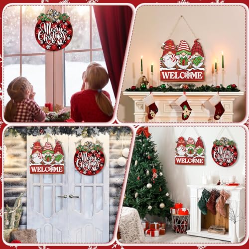 Thyle Gnome Christmas Welcome Door Sign 2 Pack, Holiday Farmhouse Decor