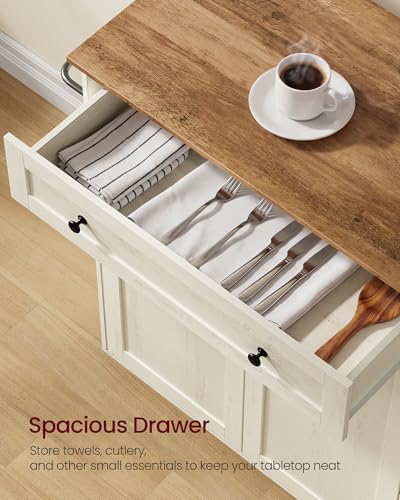 Mobile Kitchen Island Cart with Storage Cabinet and Drawer, Rolling Wood Stand