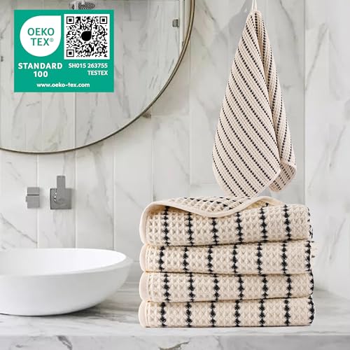 Microfiber Waffle Hand Towels - 16x30 in, Quick Dry, 4 Pack