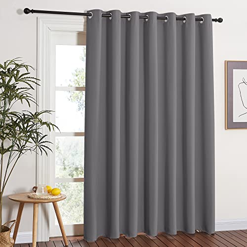 Grey Blackout Patio Door Curtain Panel - Thermal Insulated Grommet (100" x 84")