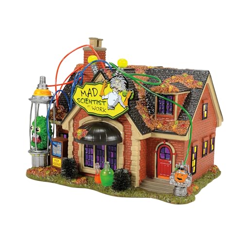 Mad Scientist's Place Illuminated Halloween Village Building, 7.76 Inch