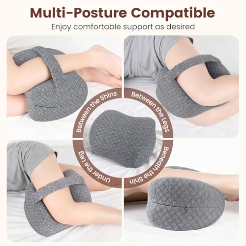 Ergonomic Memory Foam Knee Pillow for Side Sleepers - Gray