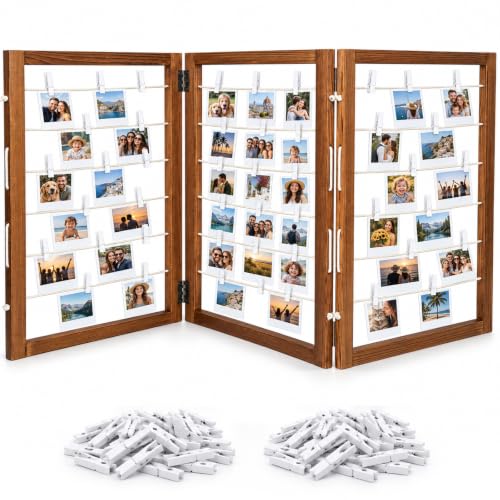 AstraSpark 3-Panel Wood Photo Hanging Boards with Clips 54x24 (54x24 inch) Rustic Farmhouse Display