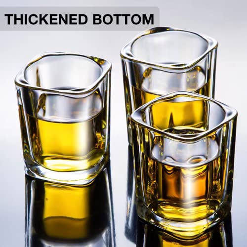 Hlukana 6 Pack Heavy Base Clear Shot Glasses Set 2.2 oz for Spirits & Liquors