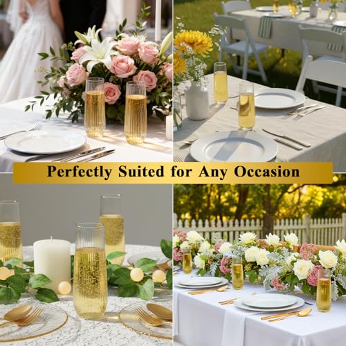 Goodluck 48-Pack 9oz Clear Stemless Champagne Flutes - Disposable Party Glasses